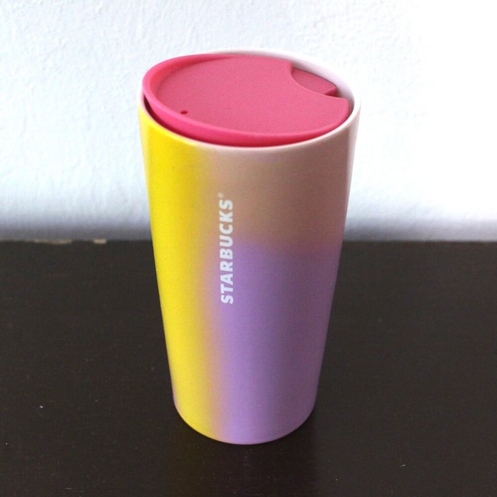 New 2023 Starbucks Ceramic Tumbler Yellow Pink Purple Mug 12oz Spring